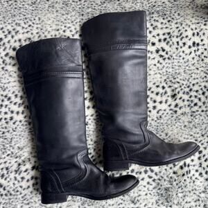 Frye Boots Melissa Trapunto Black Riding Equestrian Leather Pull On Size 7.5 B
